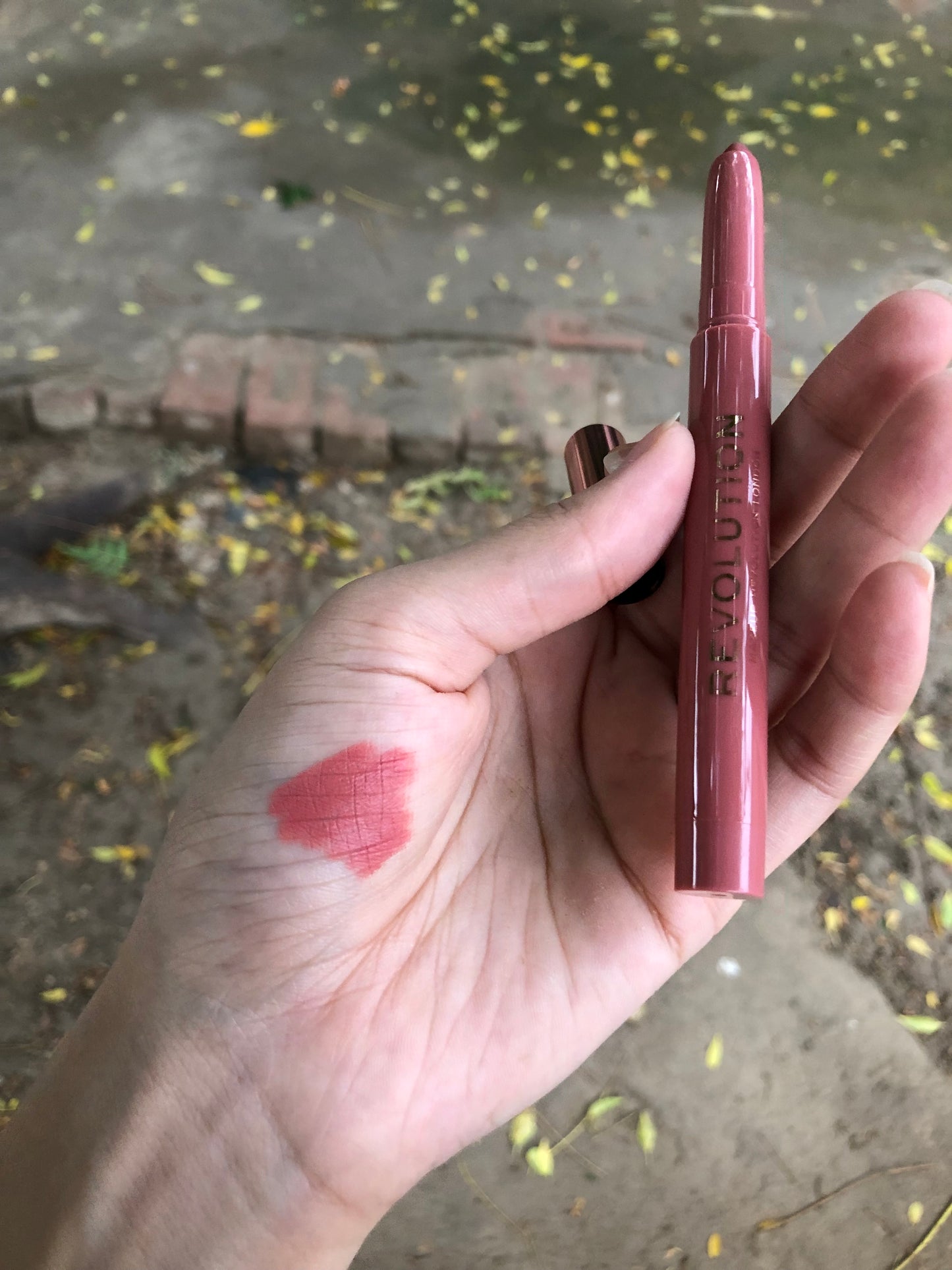 Revolution Velvet Kiss Lip CrayonShade: heart race peach nude
