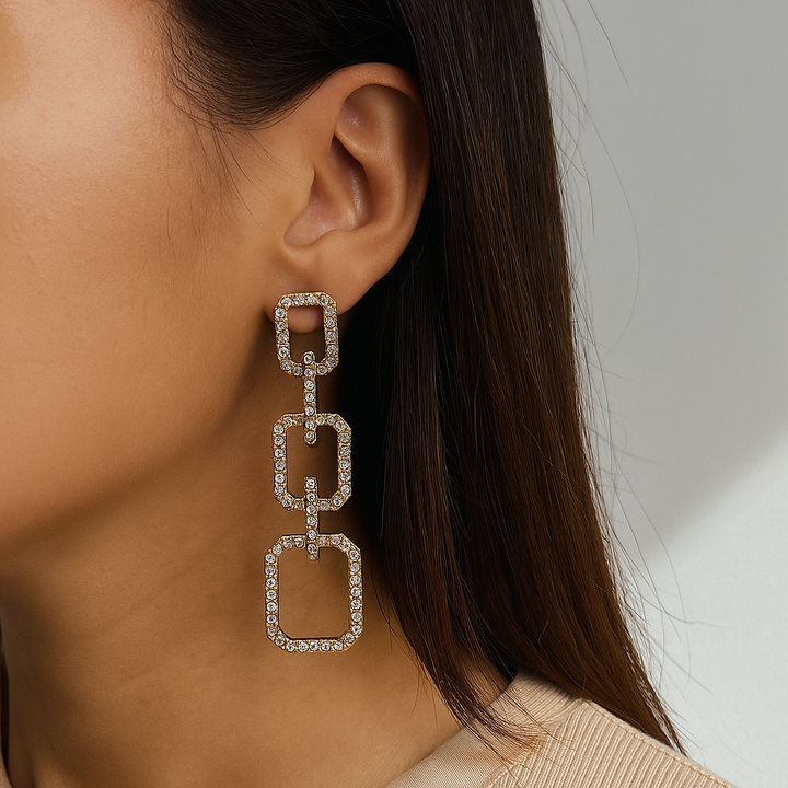 Klody Earrings – Luxury Statement Earrings in Gold with Crystals